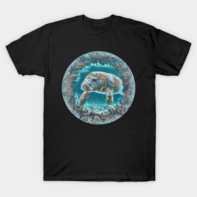 Manatee under water T-Shirt by UMF - Fwo Faces Frog